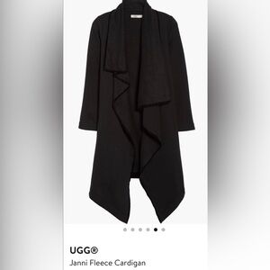 UGG Long Janni Fleece Cardigan Blanket Sweater Jacket Black